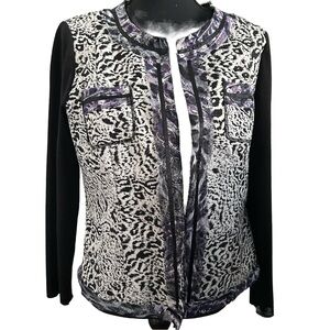 Chico's Black and Purple Animal Print Blazer. Chico’s Size 1 (women 8)
